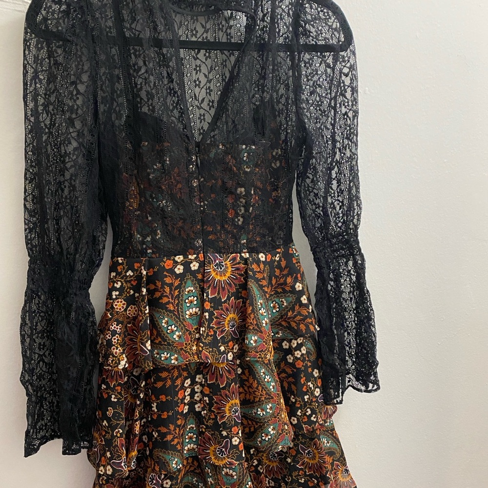 BCBGeneration Black Dress with Floral Accents